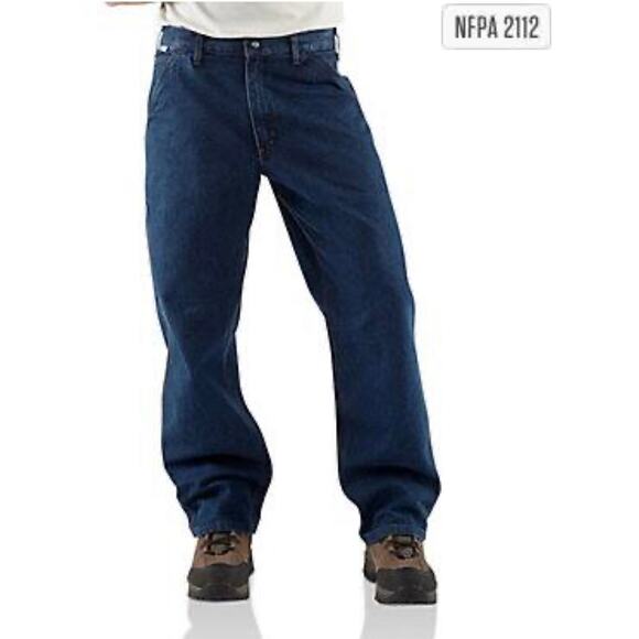 CARHARTT Mens Size 46 X 30 Work Jeans Flame-ResistantSignature Dungaree Loose